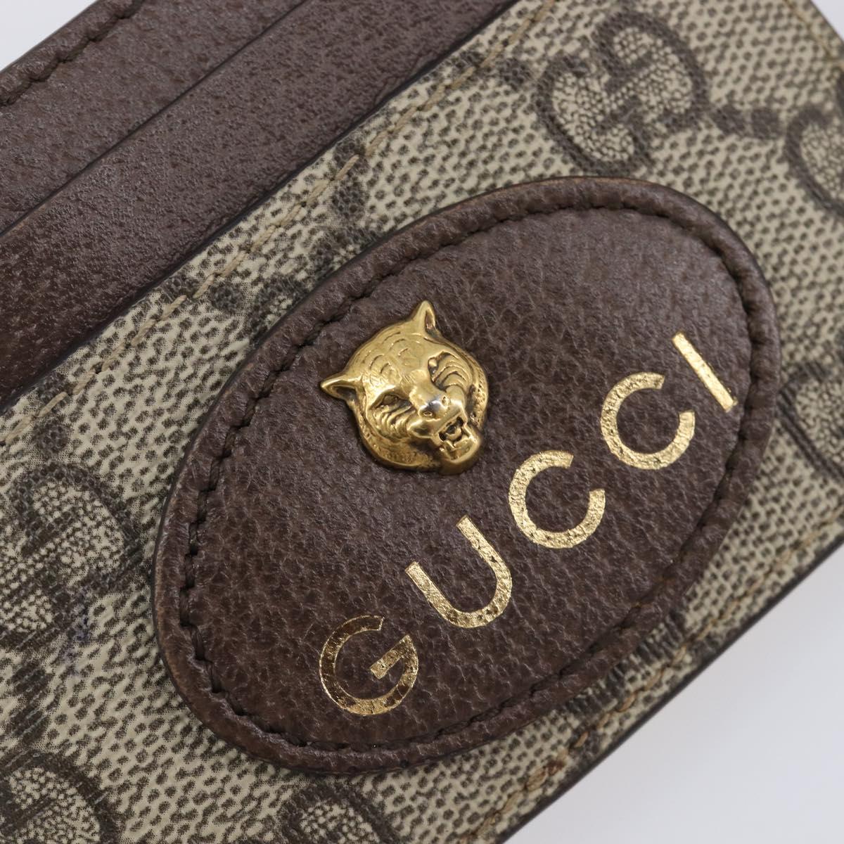 GUCCI GG Supreme Card Case PVC Beige 597557 Auth 197945V