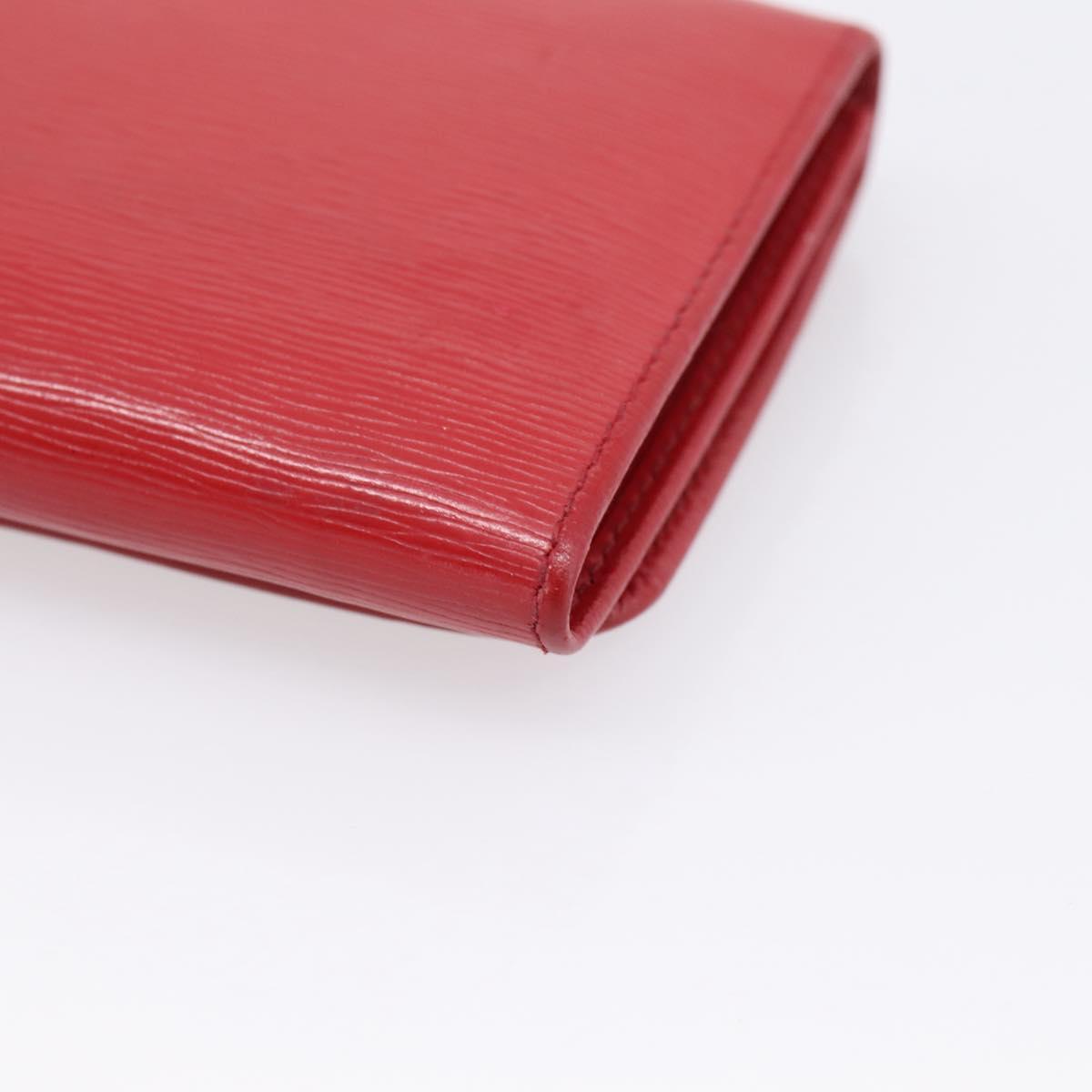 PRADA Bifold Wallet Saffiano leather Red Gold Auth 197960A