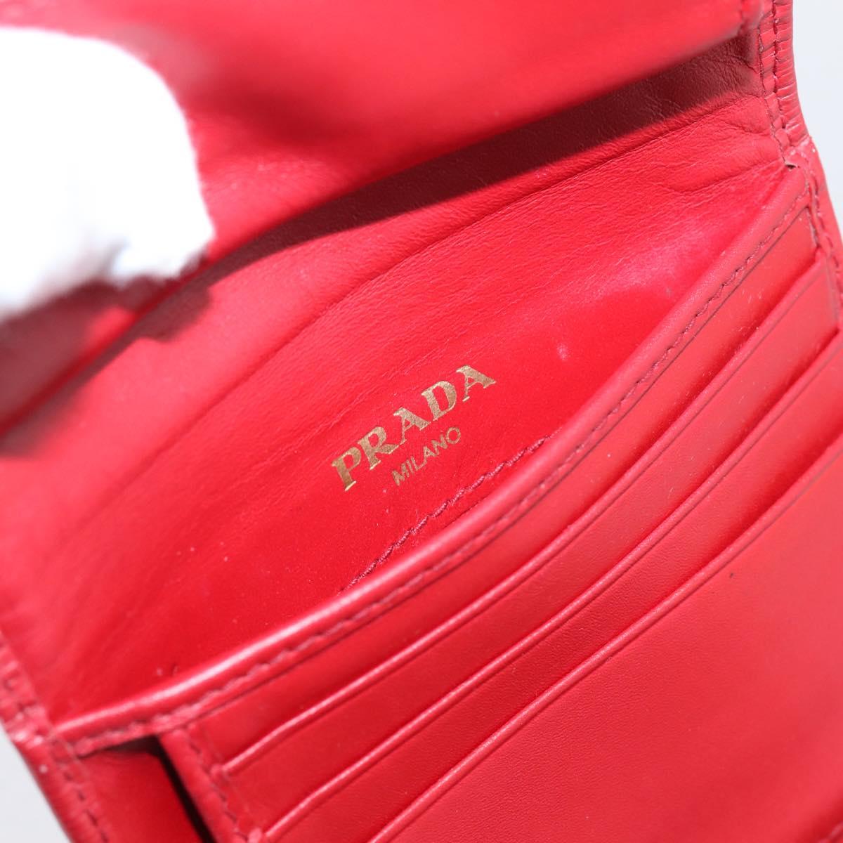 PRADA Bifold Wallet Saffiano leather Red Gold Auth 197960A