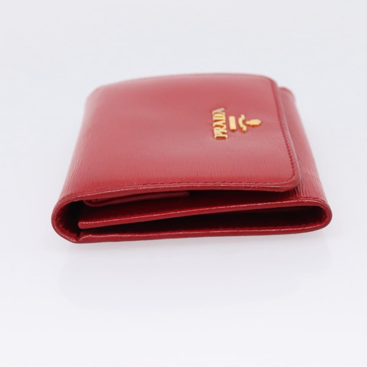 PRADA Bifold Wallet Saffiano leather Red Gold Auth 197960A