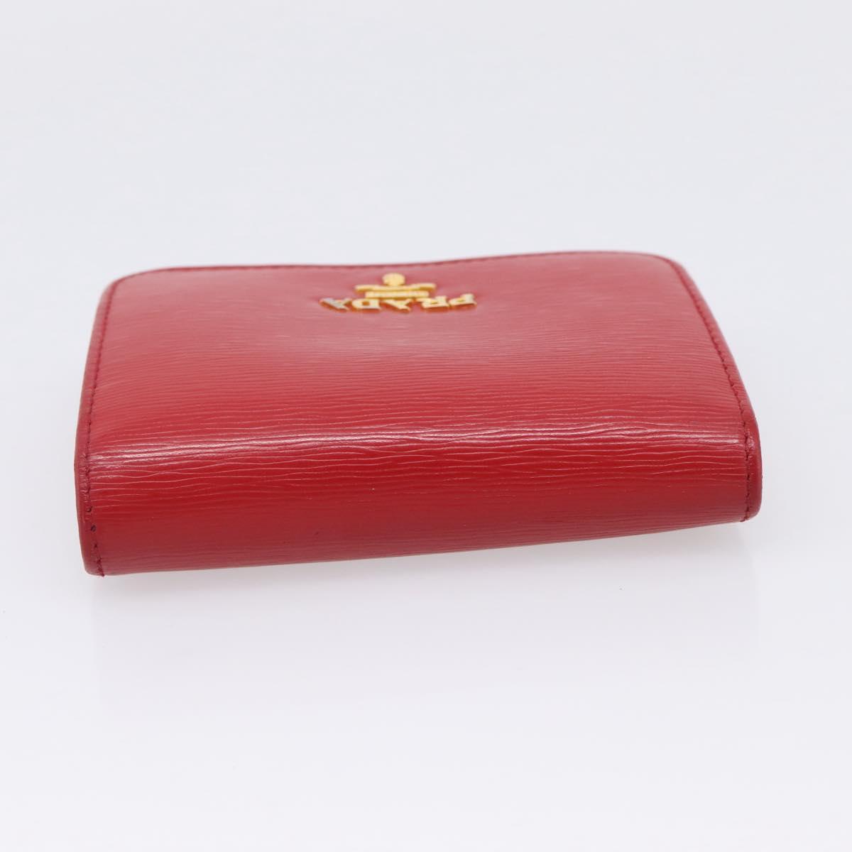 PRADA Bifold Wallet Saffiano leather Red Gold Auth 197960A