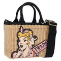 PRADA Wicker Canapa Hand Bag Rattan 2way Beige Gold 1BG835 Auth 198609SAM