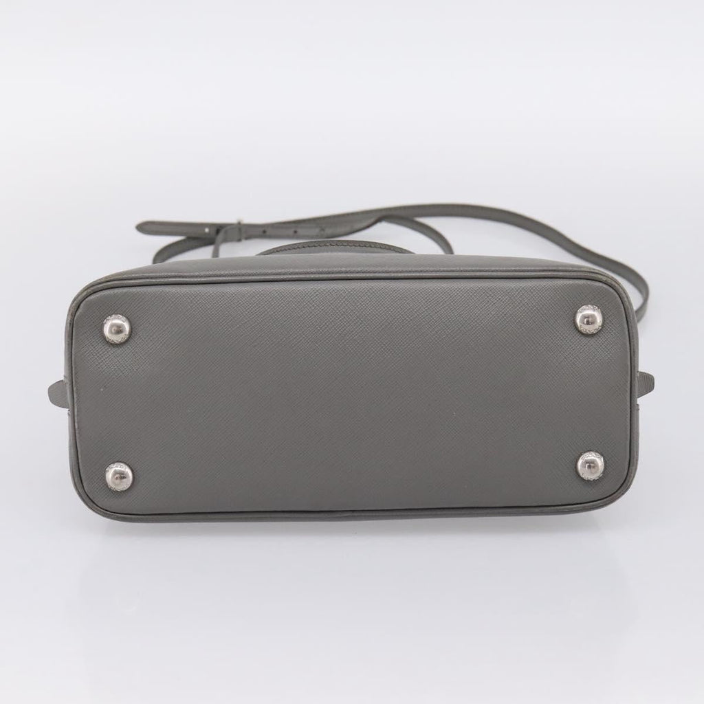 PRADA Hand Bag Saffiano 2way Gray Silver Auth 198967A