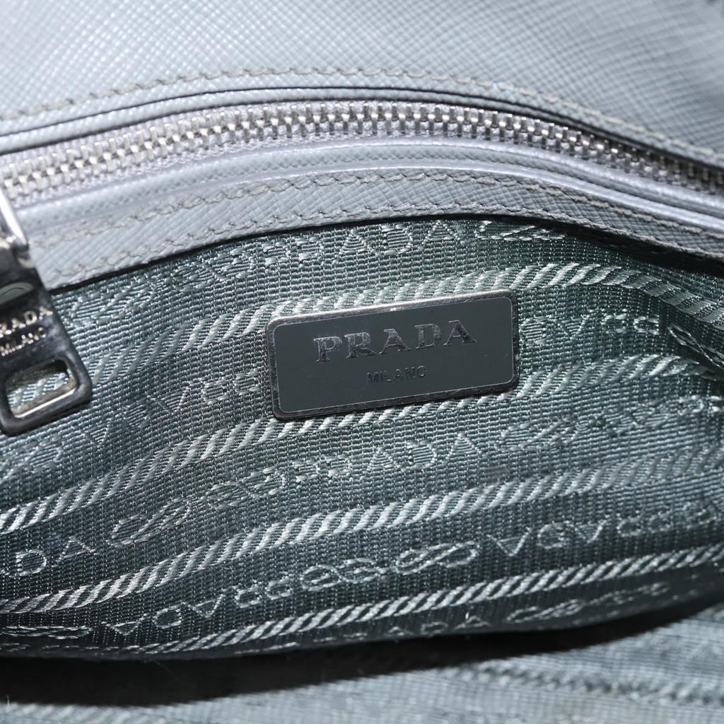 PRADA Hand Bag Saffiano 2way Gray Silver Auth 198967A