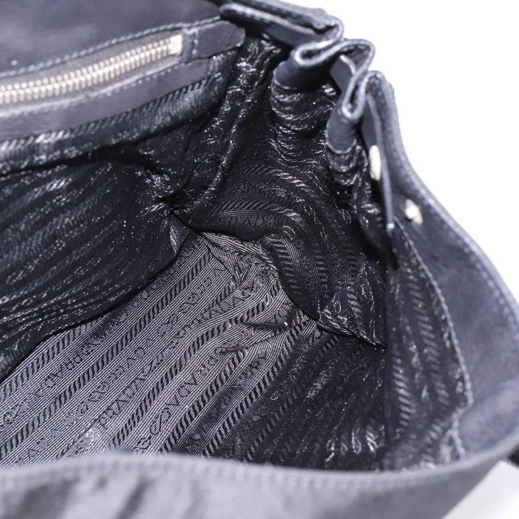 PRADA Shoulder Bag Nylon Black Silver Auth 199517V