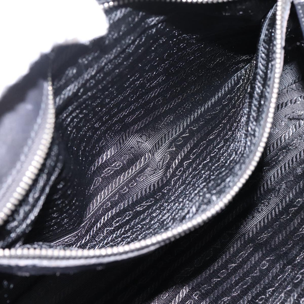 PRADA Shoulder Bag Nylon Black Silver Auth 199517V