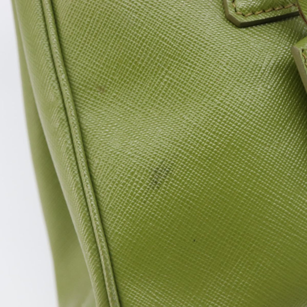 PRADA Galleria Hand Bag Saffiano 2way Green Gold Tone Auth 199533A