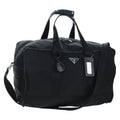 PRADA Boston Bag Nylon 2way Black Silver Auth 199801A