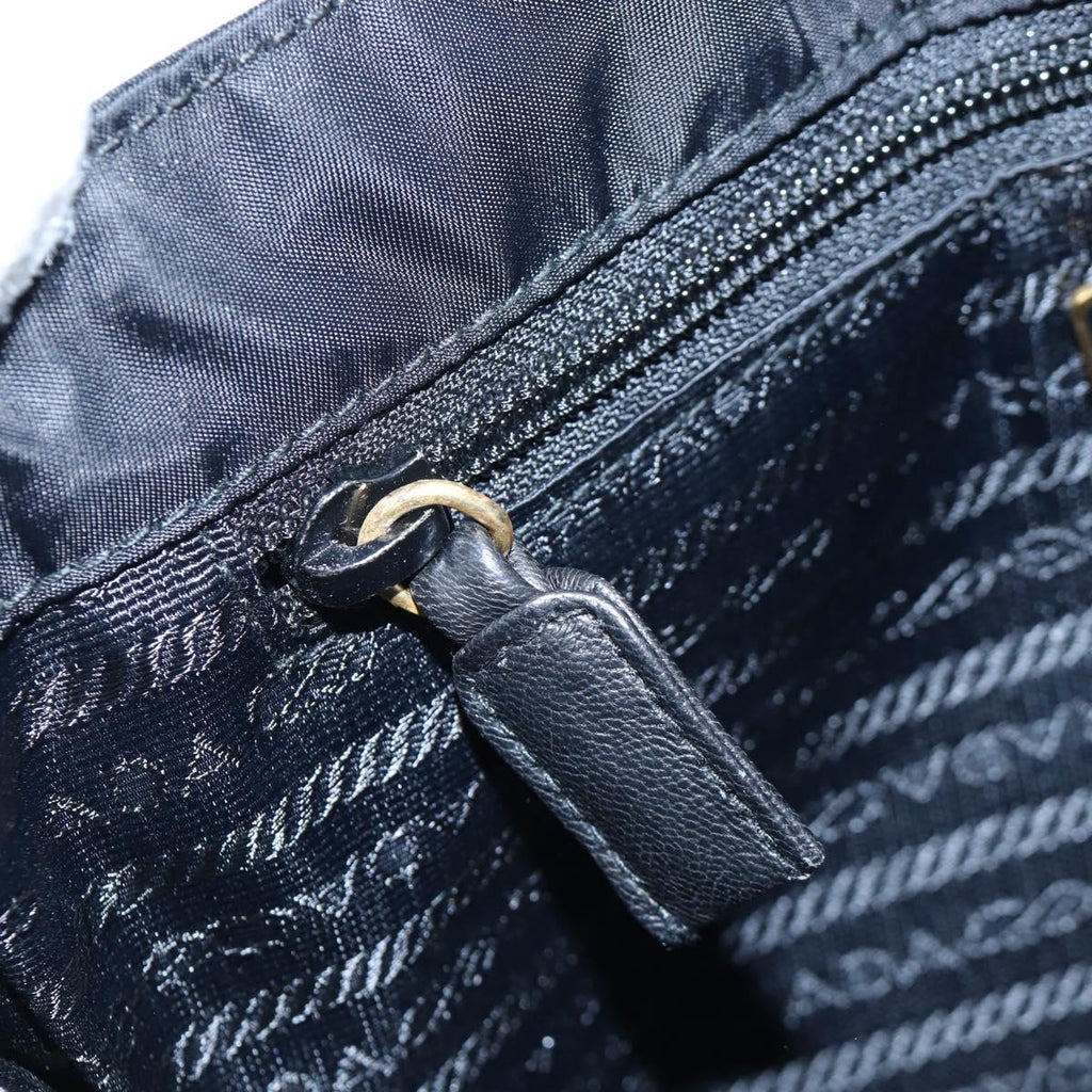 PRADA Chain Shoulder Bag Nylon Black Gold Auth 199857V
