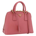 PRADA Galleria Hand Bag Saffiano 2way Pink Gold Auth 199933V
