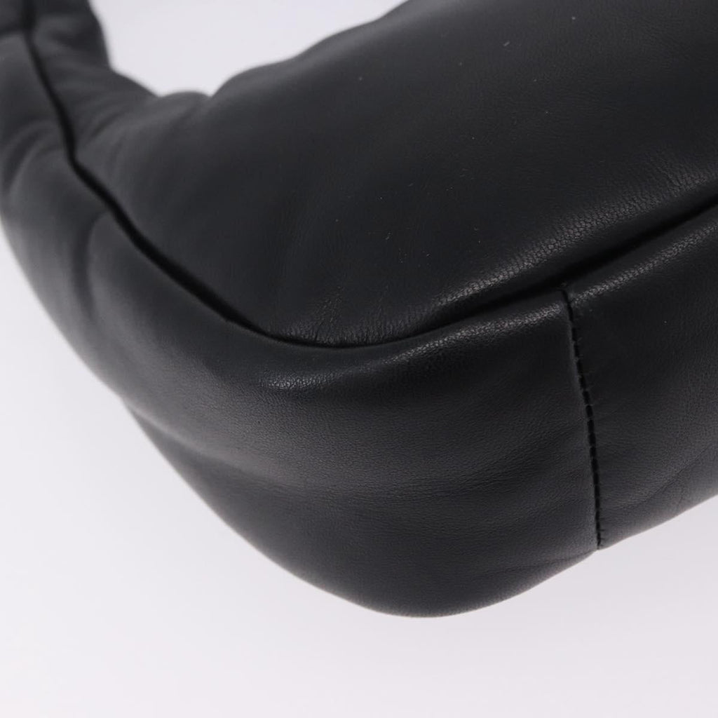 PRADA Hand Bag Soft Padded Nappa leather 2way Black Silver Auth 199964SAM