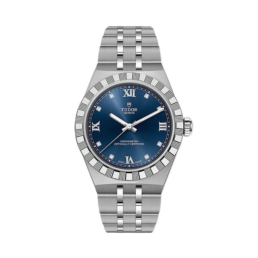 TUDOR Royal 30mm - Blue, Diamond-Set on Bracelet