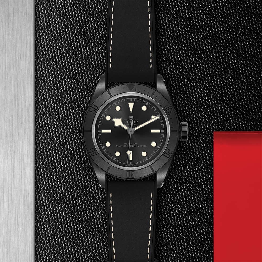 Black Bay Ceramic 41mm - Black on Hybrid Leather/Rubber Strap w/ Extra Fabric Strap