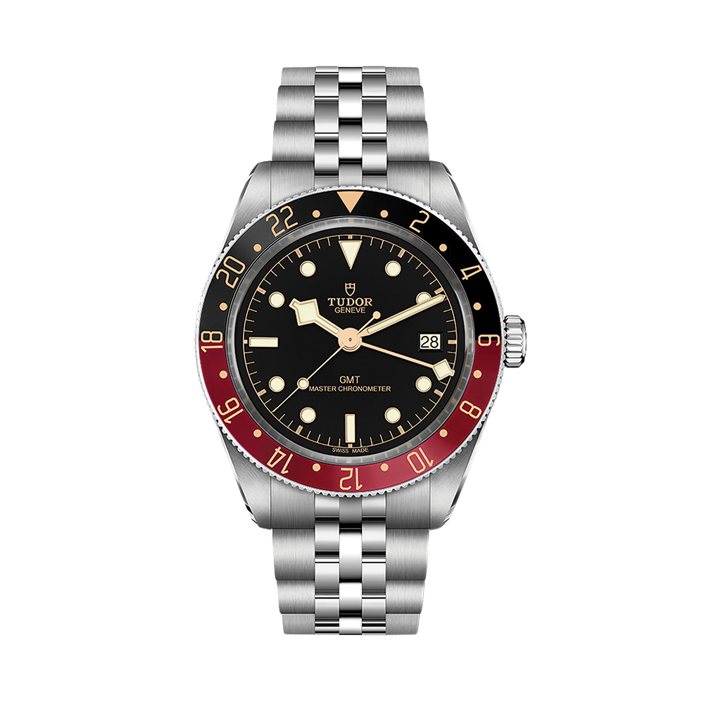 Black Bay 58 GMT 39mm - Black, Burgundy Bezel on 5-Link Bracelet