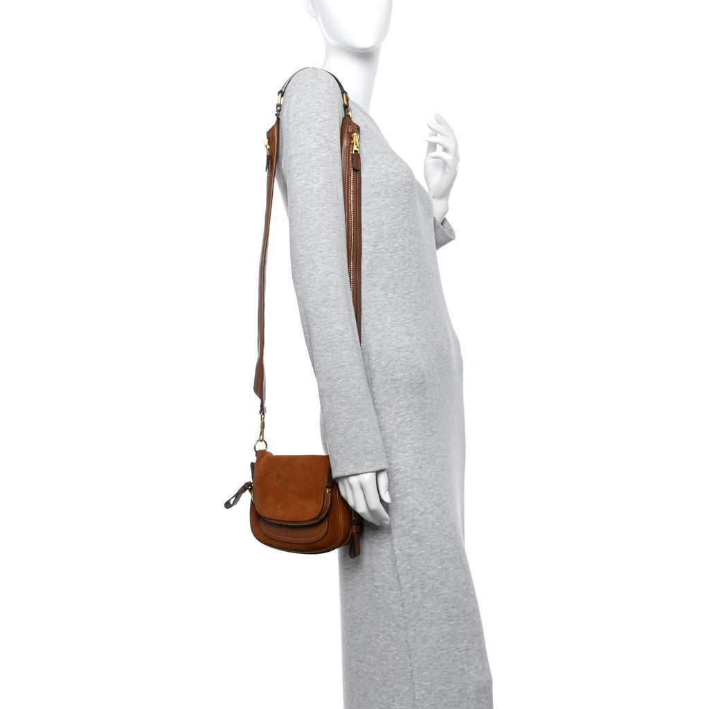 Suede Calfskin Mini Jennifer Crossbody Caramel