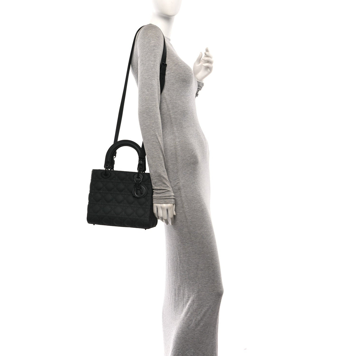 Ultra Matte Calfskin Cannage Medium Lady Dior Black