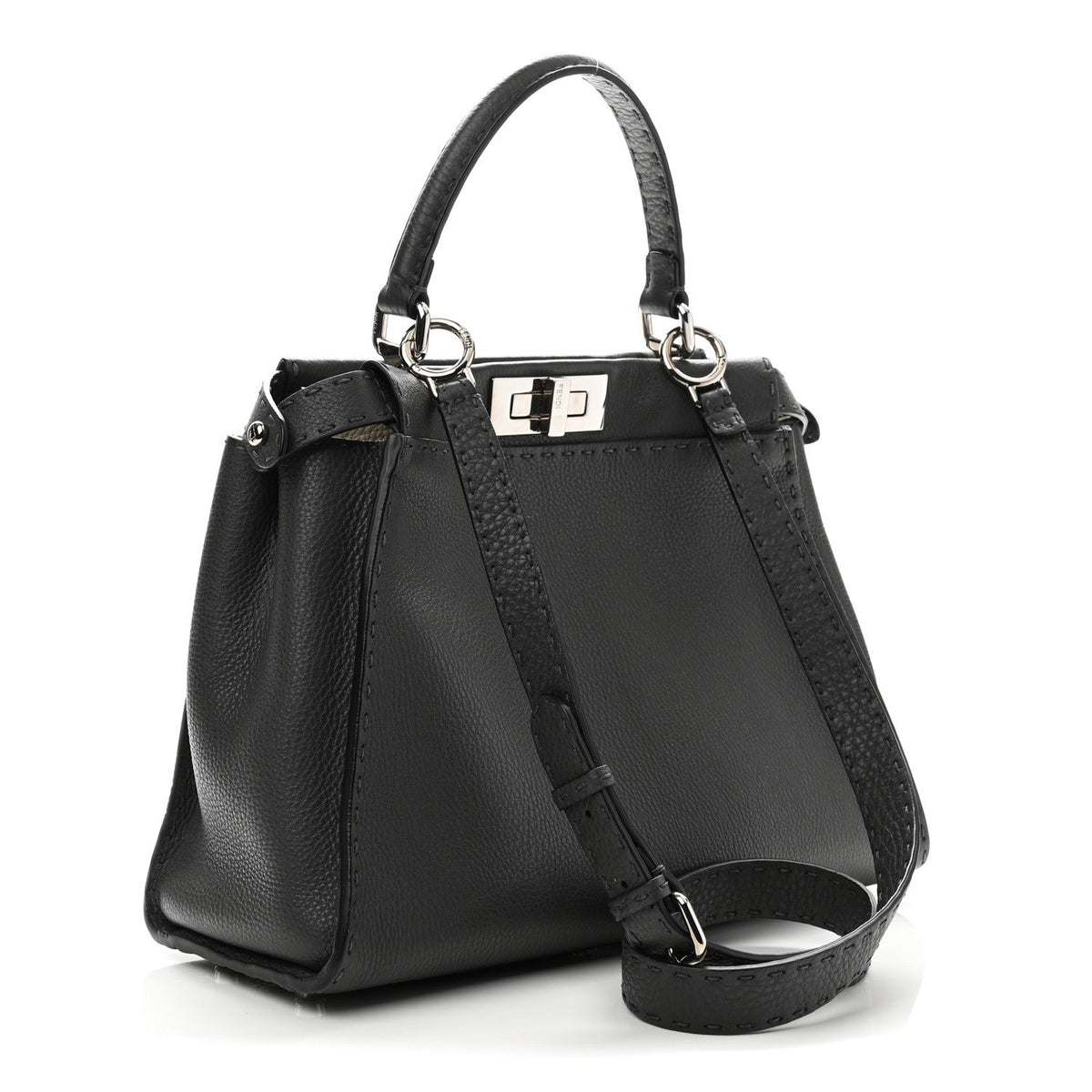 Cuoio Romano Selleria Bi-Color Medium Peekaboo Iconic Satchel Asphalt Milk