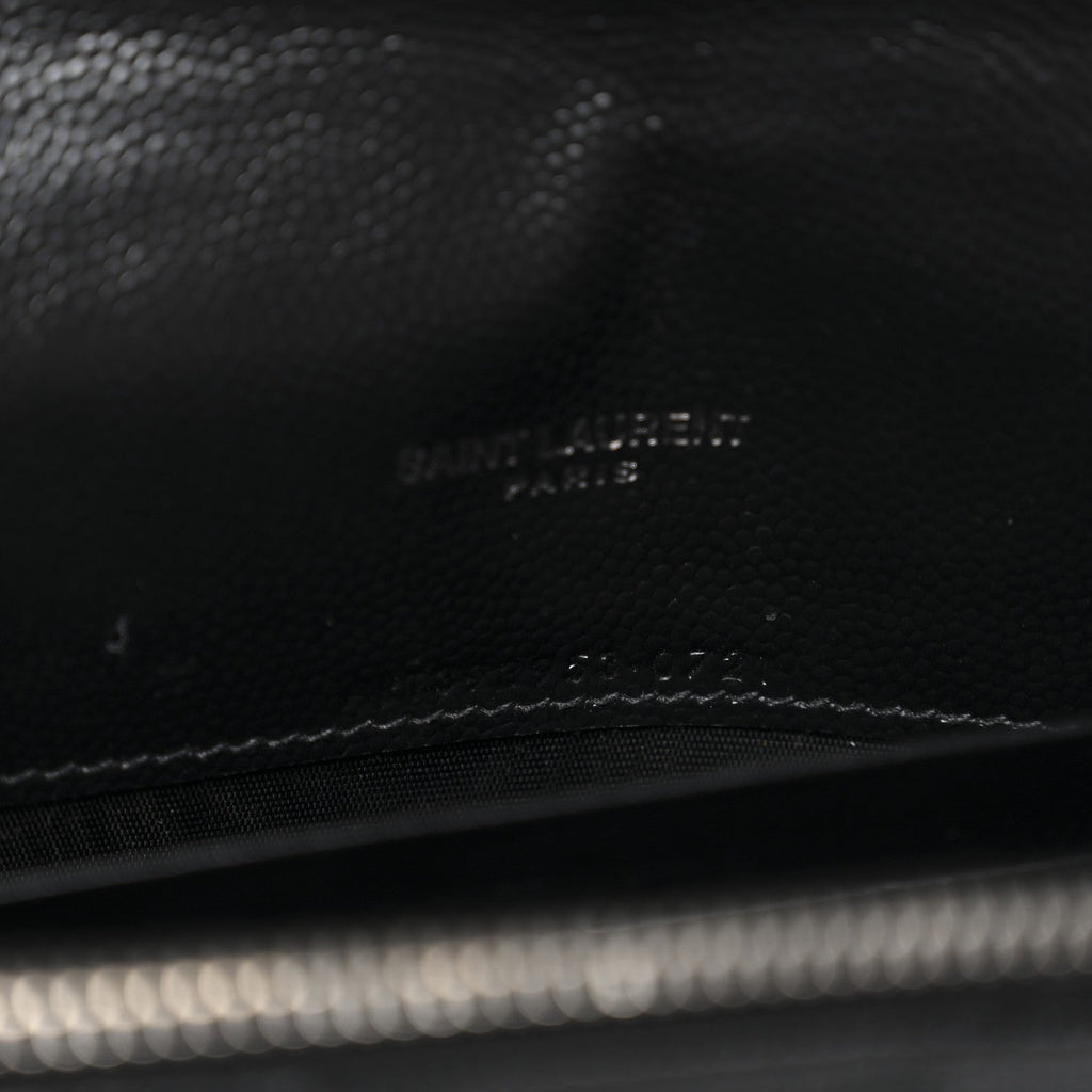 Grain De Poudre Matelasse Chevron Monogram Envelope Chain Wallet Black