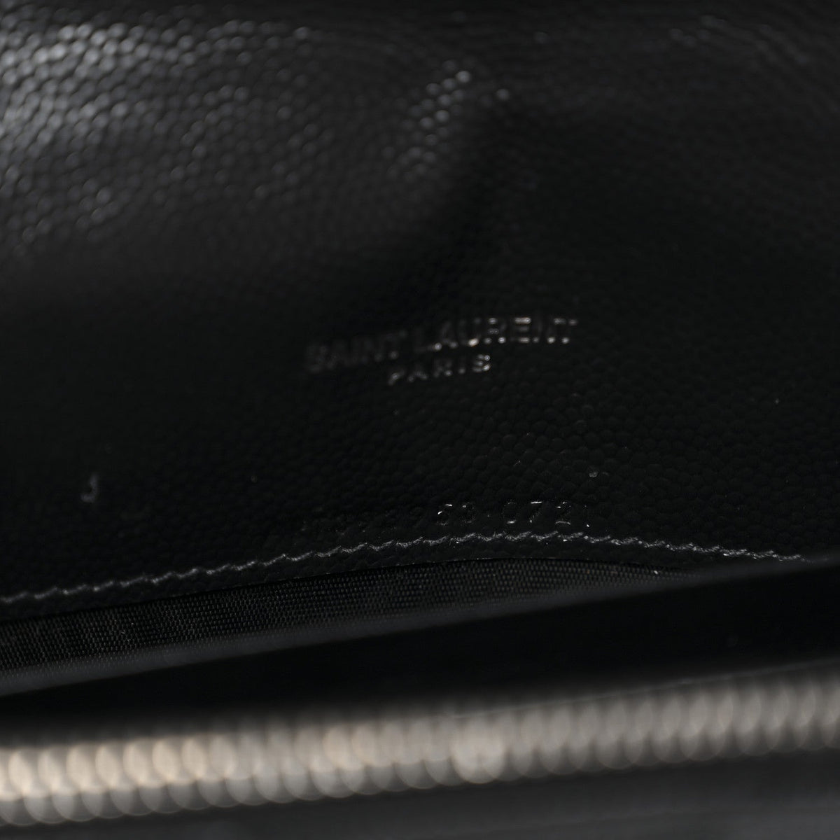 Grain De Poudre Matelasse Chevron Monogram Envelope Chain Wallet Black