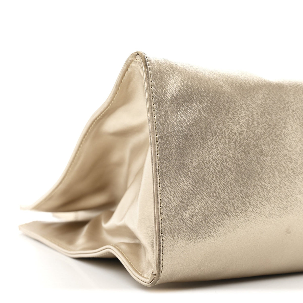 Metallic Vegan Leather Medium Shopping Bag Gold