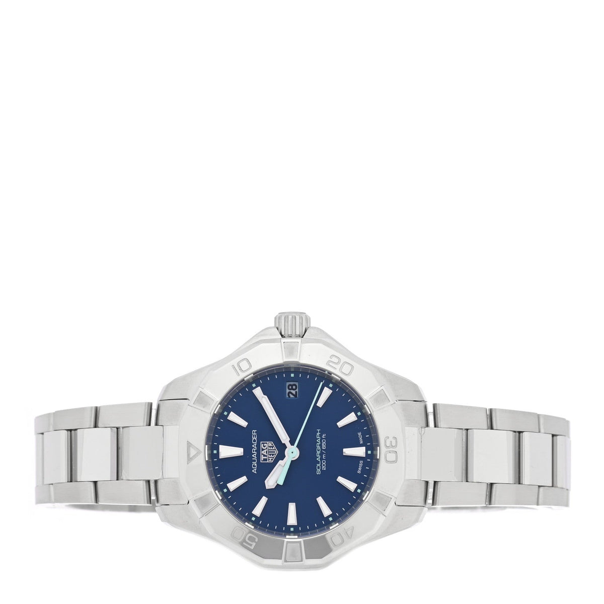 Stainless Steel 34mm Aquaracer Lady Professional 200 Solargraph Quartz Watch Blue WBP1311