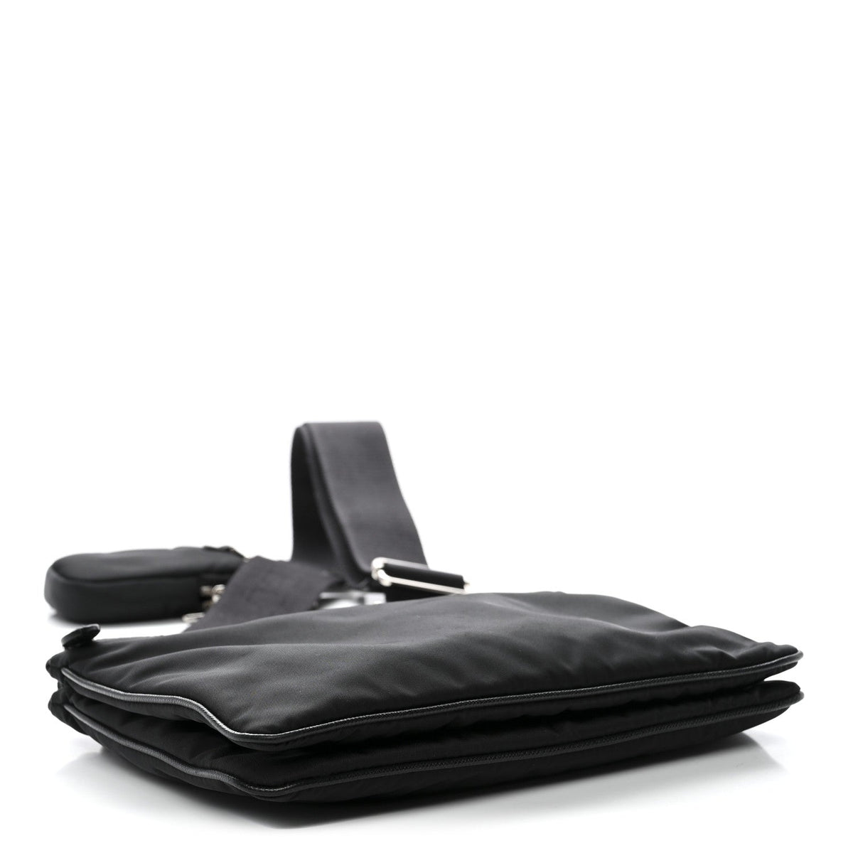 Re-Nylon Saffiano Re-Edition 2000 Double Zip Crossbody Bag Black