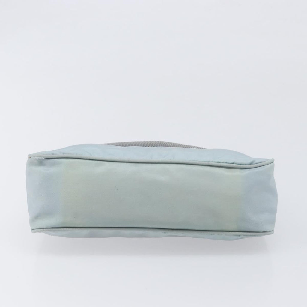 PRADA Accessory Pouch Nylon Light Blue Silver Auth 200143