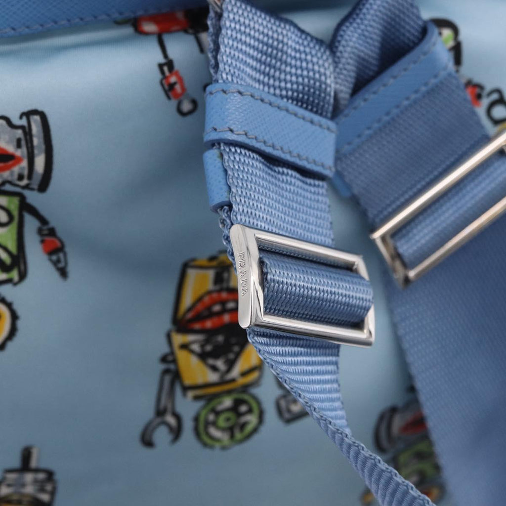 PRADA Backpack Nylon Light Blue Silver Auth 200461