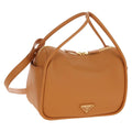 PRADA Darling Shoulder Bag Leather Beige Gold Auth 200771SAM