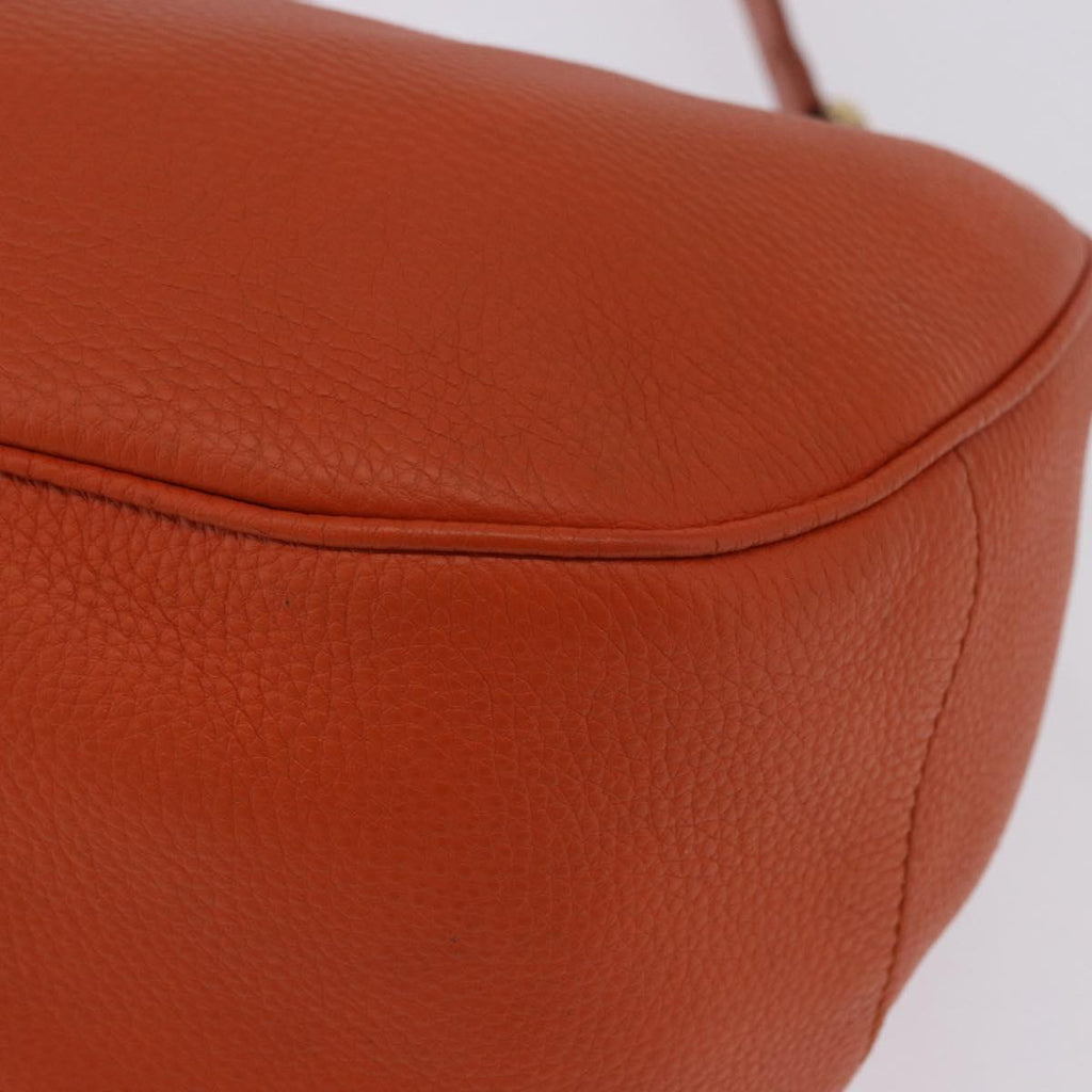 PRADA Shoulder Bag Vittero Dino Leather Orange Gold Auth 200974SAM