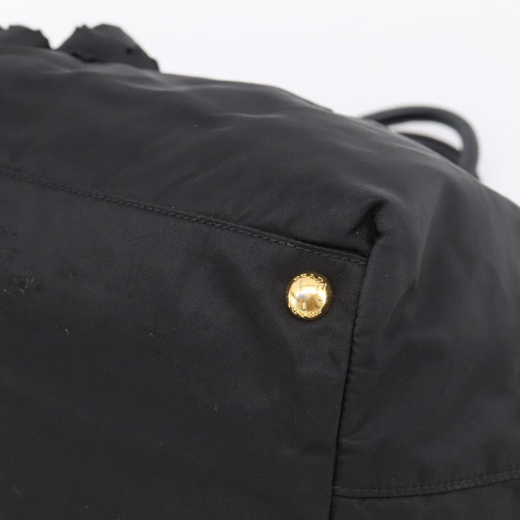 PRADA Hand Bag Nylon Black Gold Auth 201125V