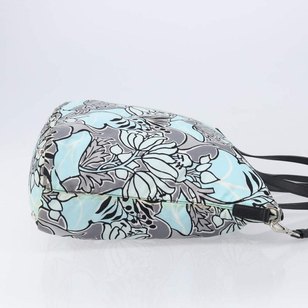 PRADA Tote Bag Nylon 2way Light Blue Silver Auth 201271A