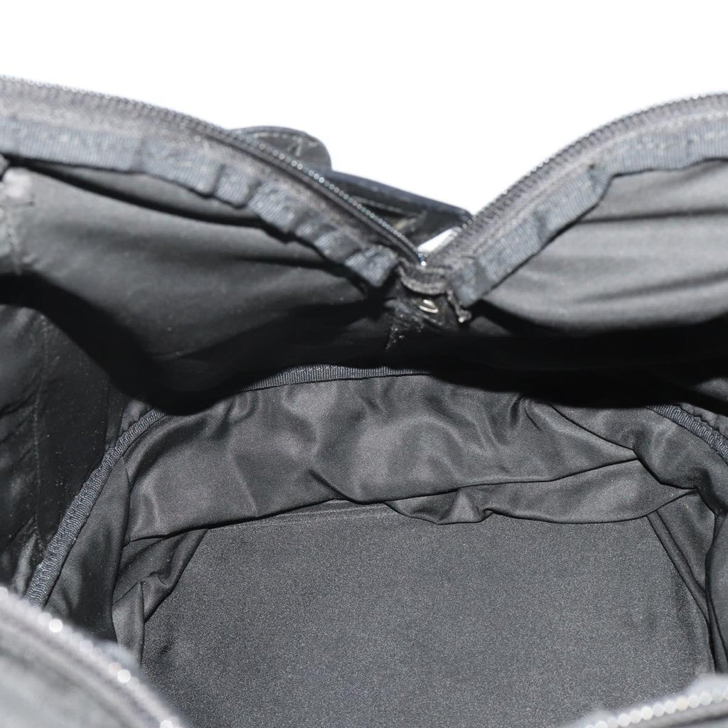 PRADA Boston Bag Nylon Black Silver Auth 201310
