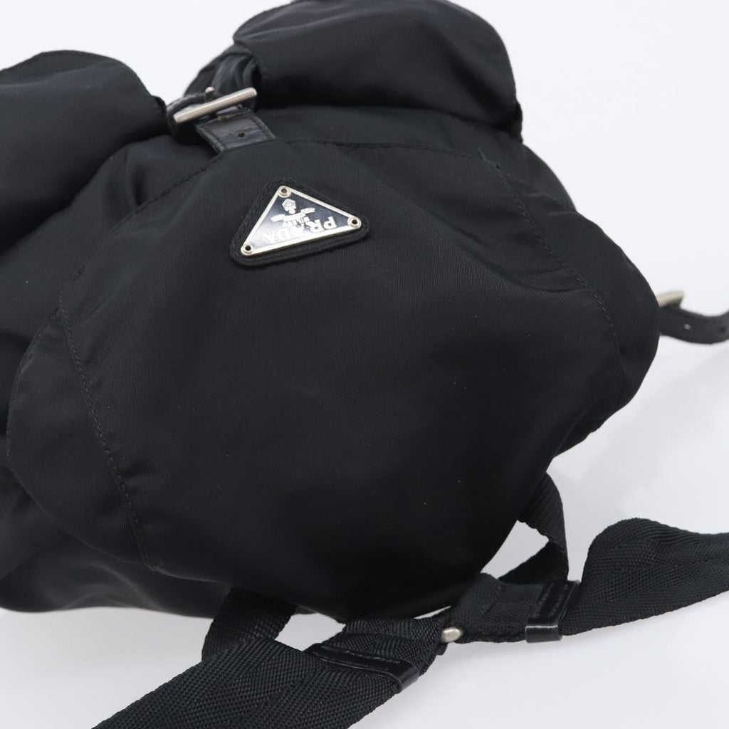 PRADA Backpack Nylon Black Silver Auth 201355