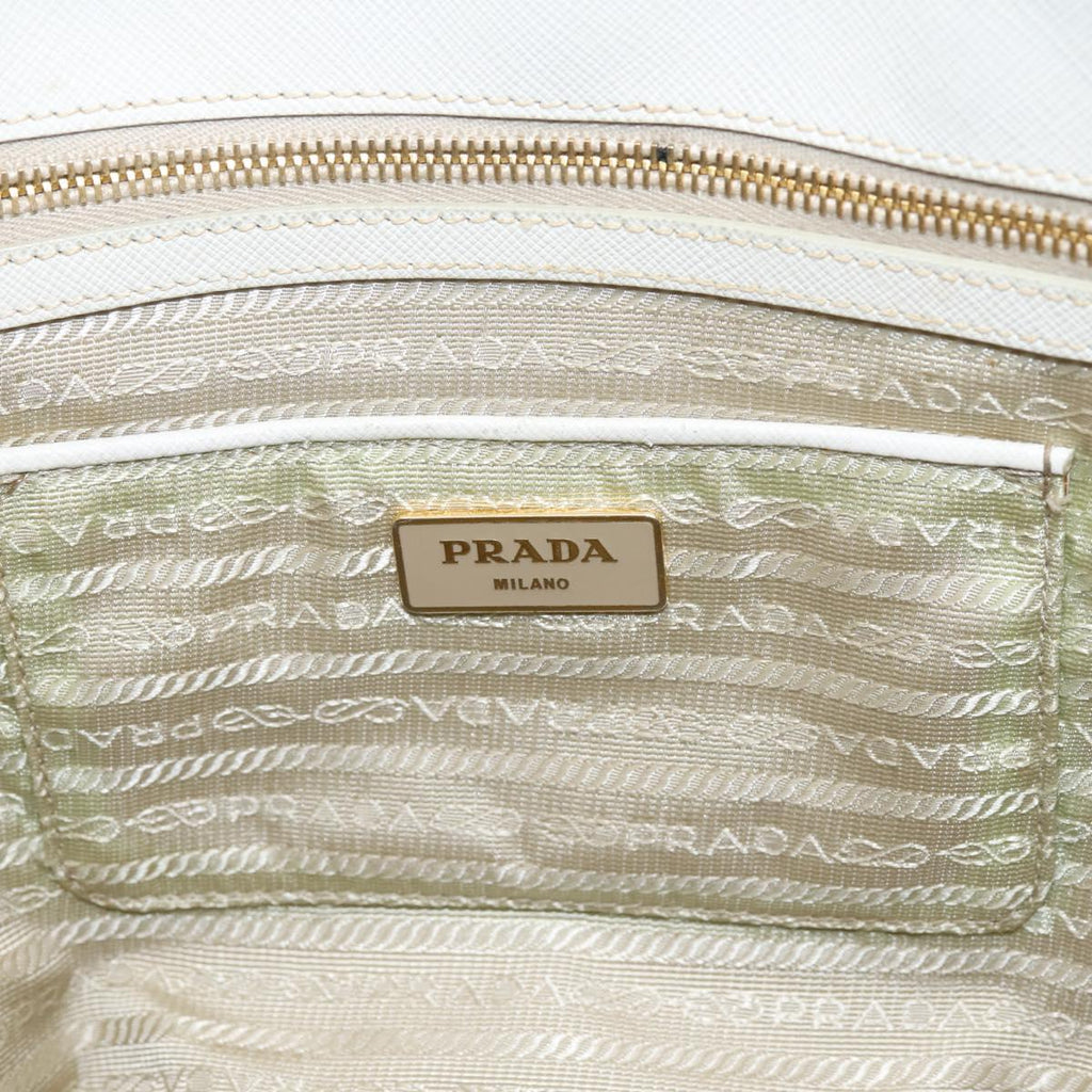 PRADA Galleria Hand Bag Saffiano leather White Gold Auth 201363