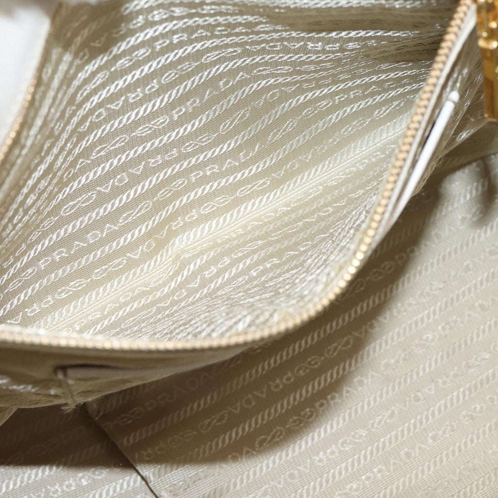 PRADA Galleria Hand Bag Saffiano leather White Gold Auth 201363