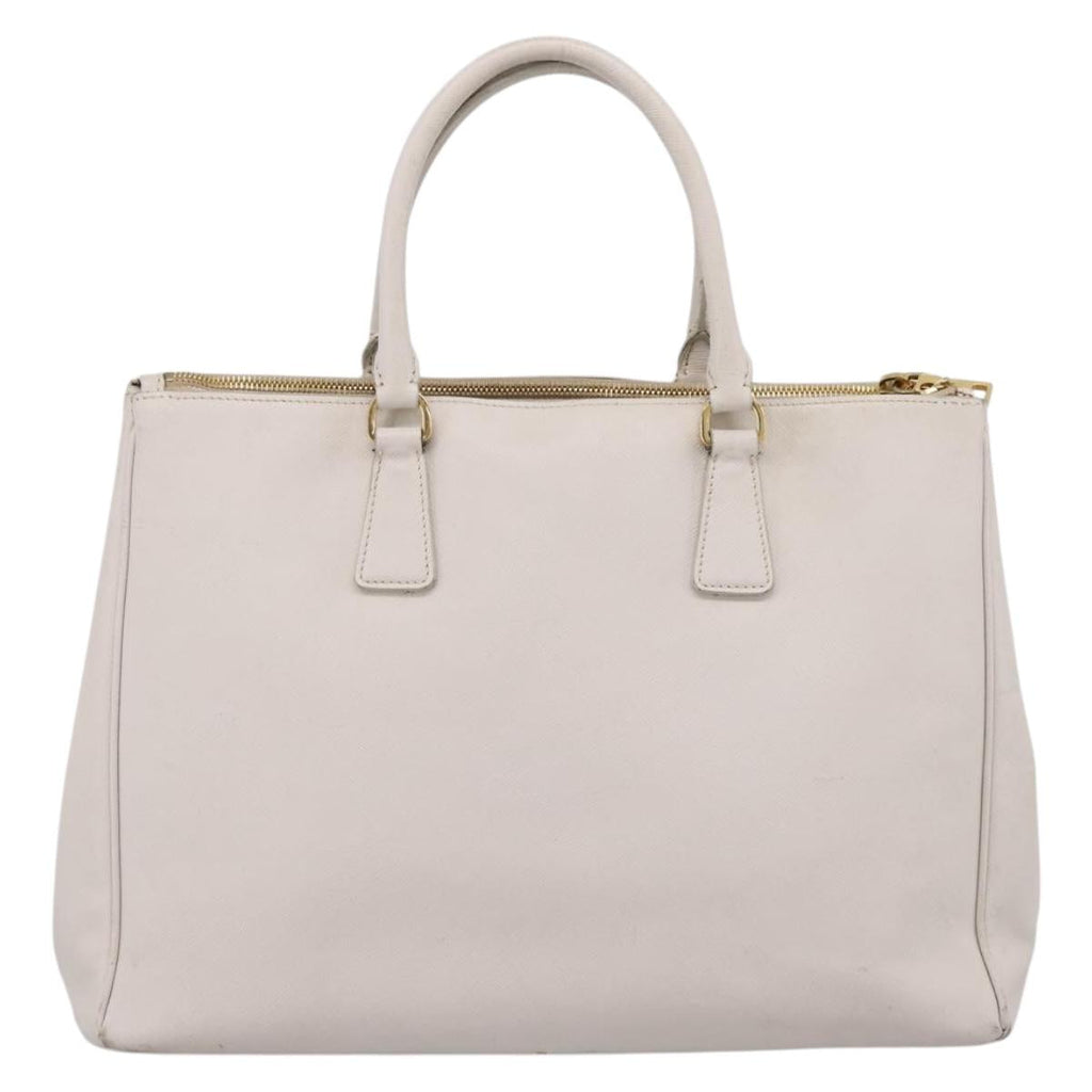 PRADA Galleria Hand Bag Saffiano leather White Gold Auth 201363