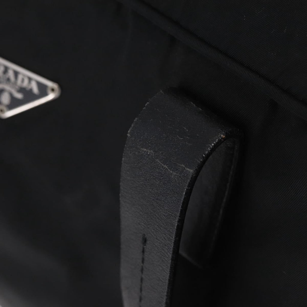 PRADA Hand Bag Nylon Black Silver Auth 201394A