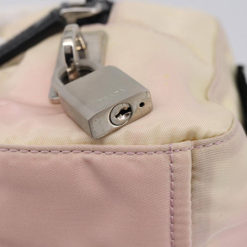 PRADA Hand Bag Nylon Pink Black Auth 201438