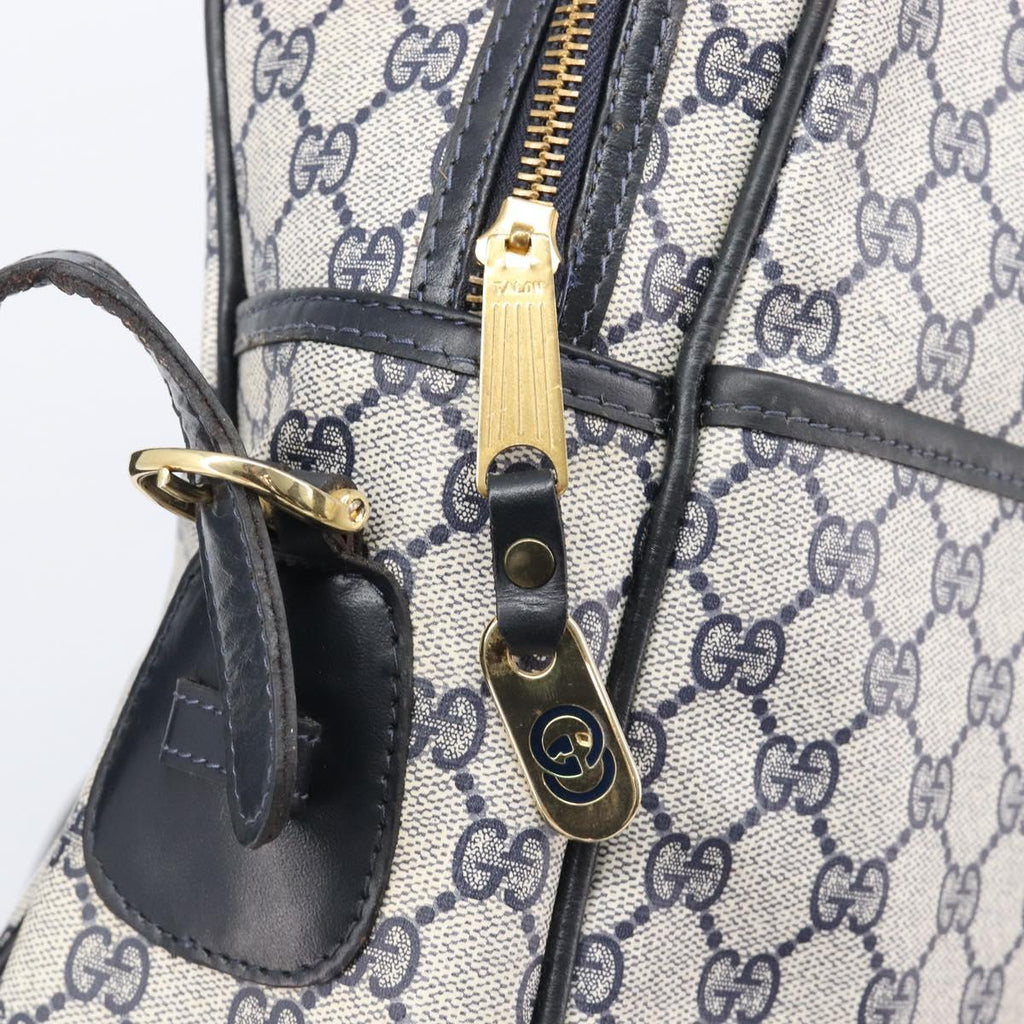 GUCCI GG Supreme Sherry Line Shoulder Bag PVC Navy Gold Auth 201446