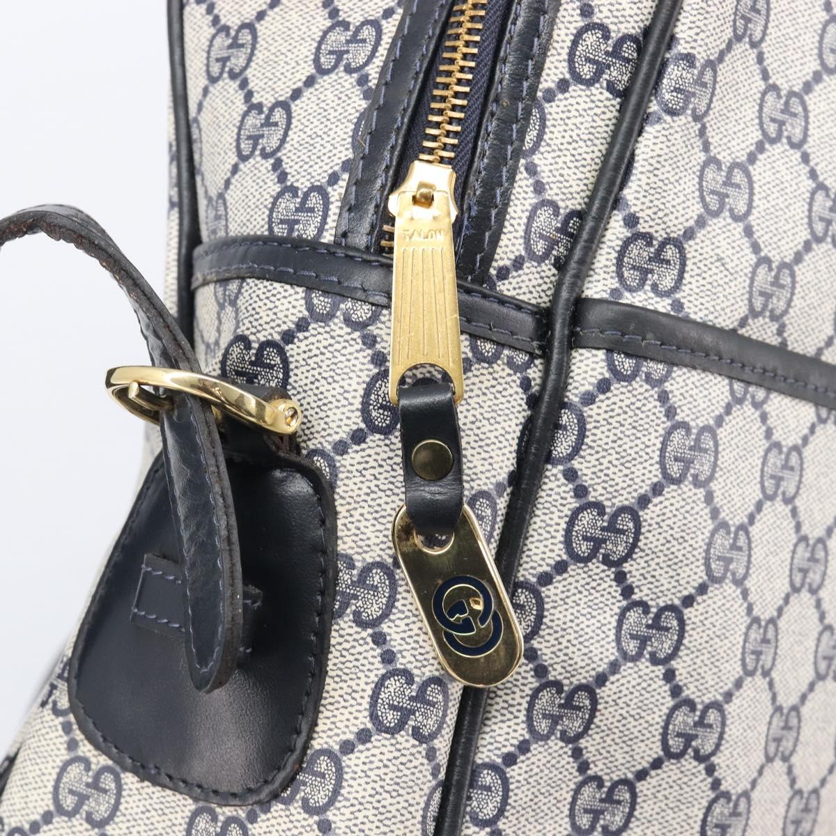 GUCCI GG Supreme Sherry Line Shoulder Bag PVC Navy Gold Auth 201446
