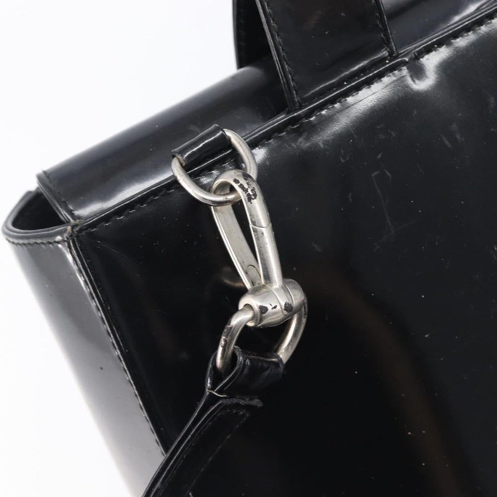 GUCCI Hand Bag Patent Leather 2way Black Silver 000 1013 0504 Auth 201452