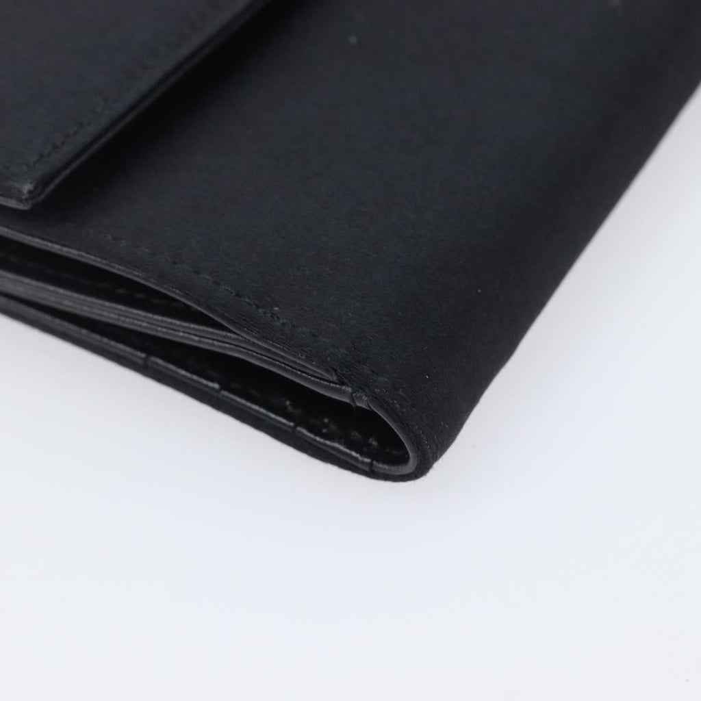PRADA Wallet Satin Black Silver Auth 201549V