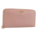 PRADA Long Wallet Safiano Leather Pink Gold Auth 201563A