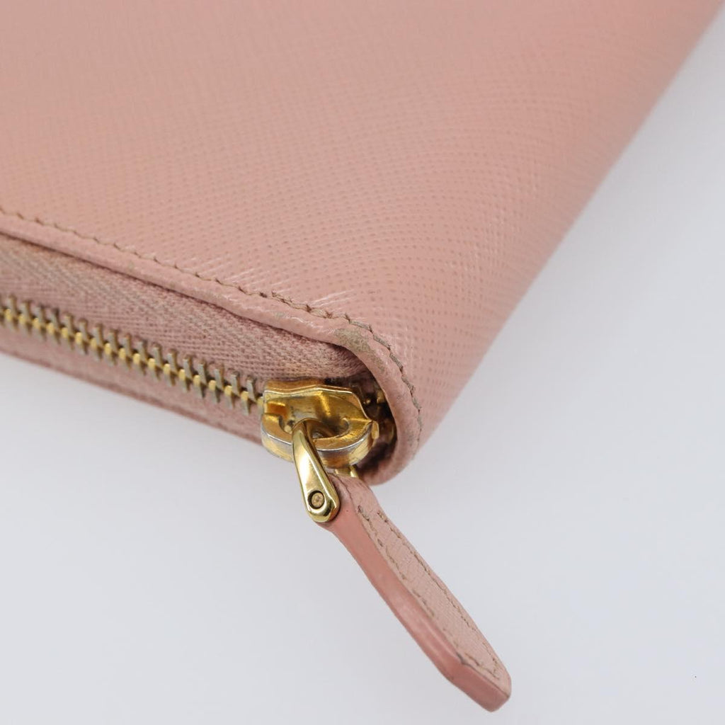 PRADA Long Wallet Safiano Leather Pink Gold Auth 201563A