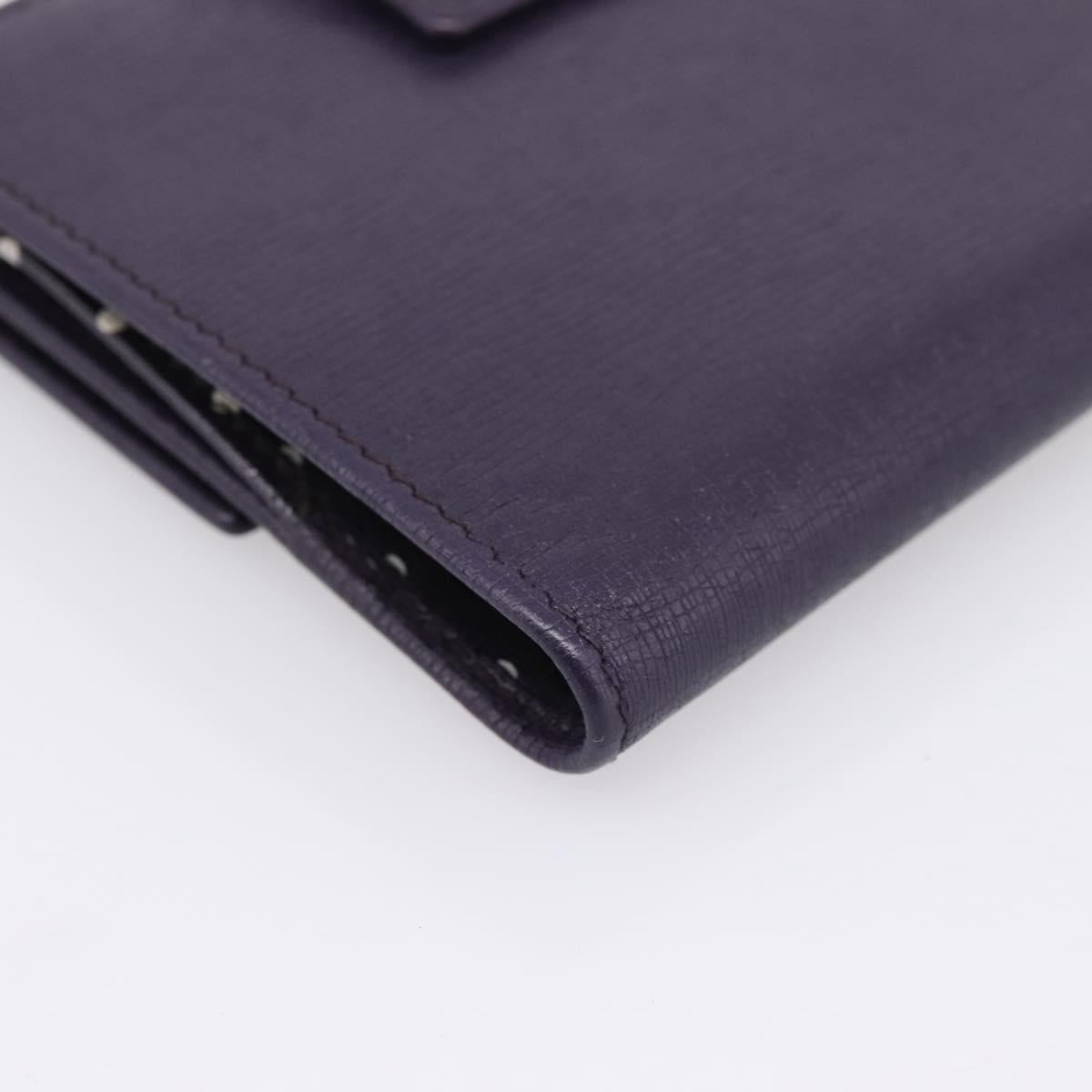 GUCCI Bifold Wallet Leather Navy Gold Beige 309704 Auth 201573V