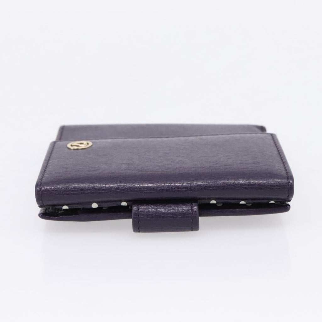GUCCI Bifold Wallet Leather Navy Gold Beige 309704 Auth 201573V