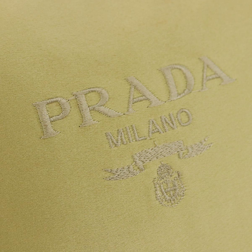 PRADA Hand Pouch Satin Yellow Gold Auth 201895