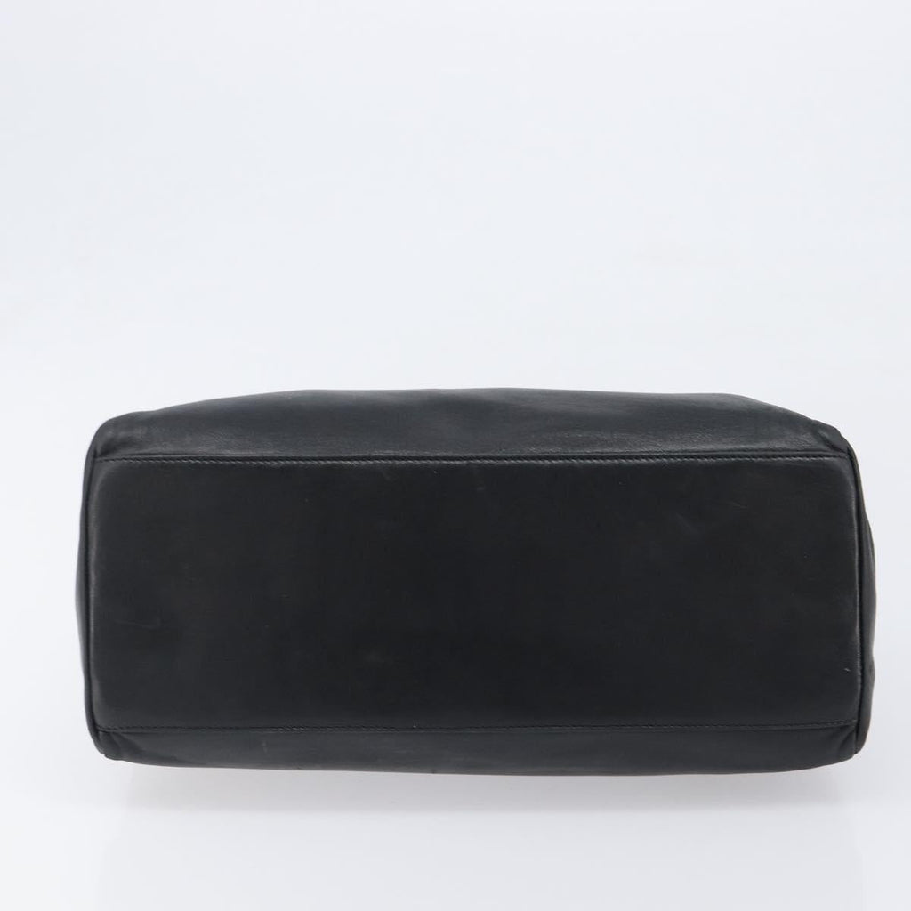 PRADA Hand Bag Leather Black Silver Auth 202075A