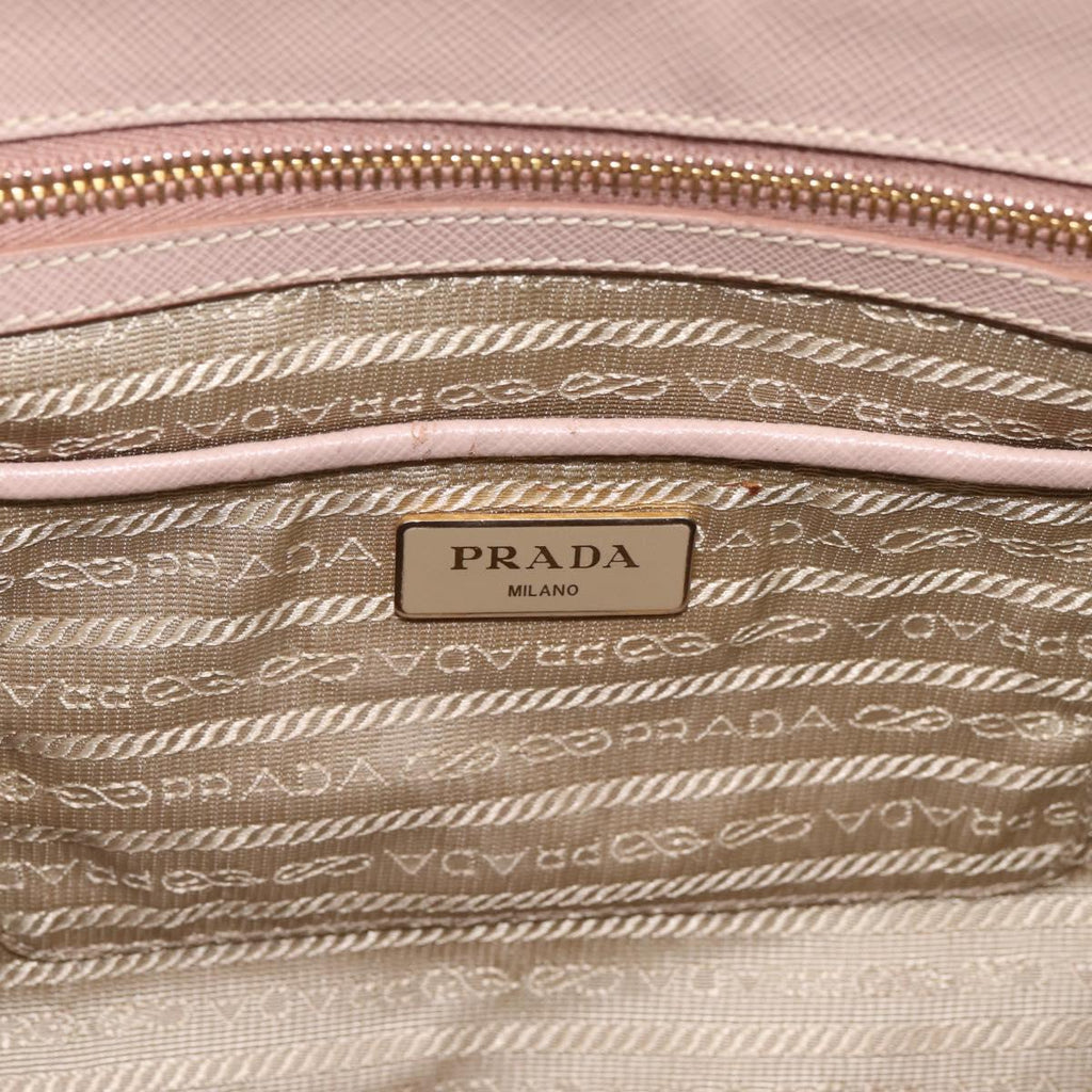 PRADA Galleria Hand Bag Saffiano 2way Pink Gold Tone Auth 202076V